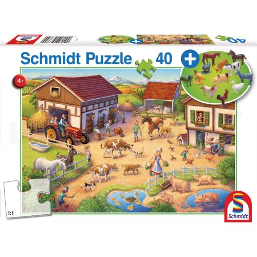 Puzzle 40 Teile Lustiger Bauernhof mit Figuren
