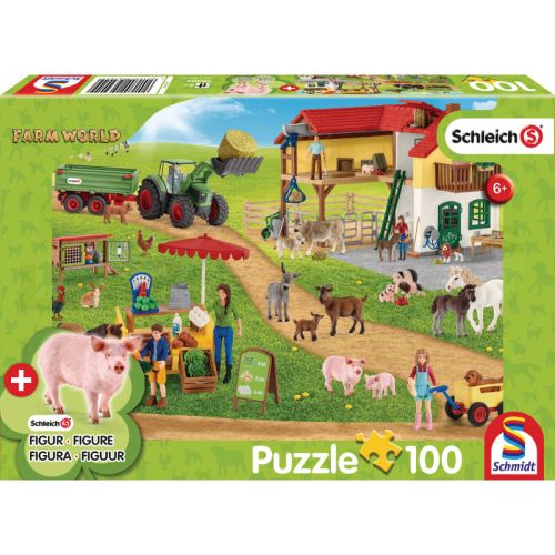 Puzzle 100 Teile Schleich Bauernhof und Hofladen