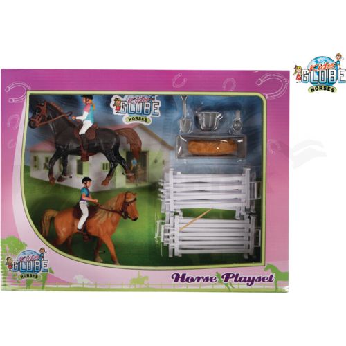 2 Pferde mit Jockey und Accessoires