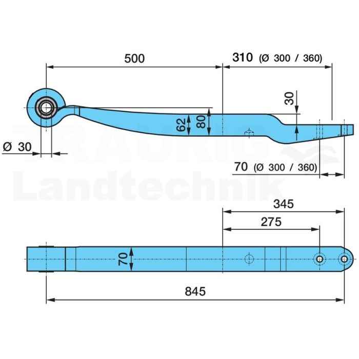 Blattfeder 7Al-500/310 K-30Sgs1X62 H= 62