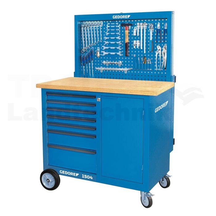 Rollwerkbank mit Rückwand + Hakensortime