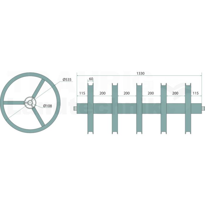 Walzenteil - 5 Ringe - 1400mm Walzenteil - 5 Ringe - 1400mm