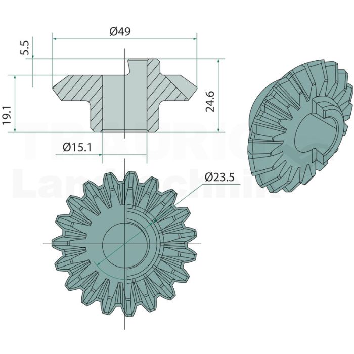 Kegelrad Z=19 M=2.35 Kegelrad Z=19 M=2.35