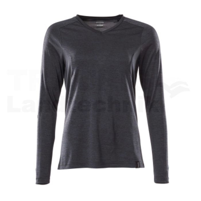 T-Shirt, Langarm sw/blau  meliert 5XLONE