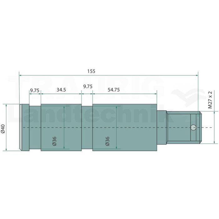 Backenhaltebolzen Ø40 x 117 + M27x2