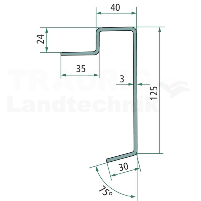 Bodenahmen 7300mm lang S235 - 3mm - 24mm Bodenahmen 7300mm lang S235 - 3mm - 24mm