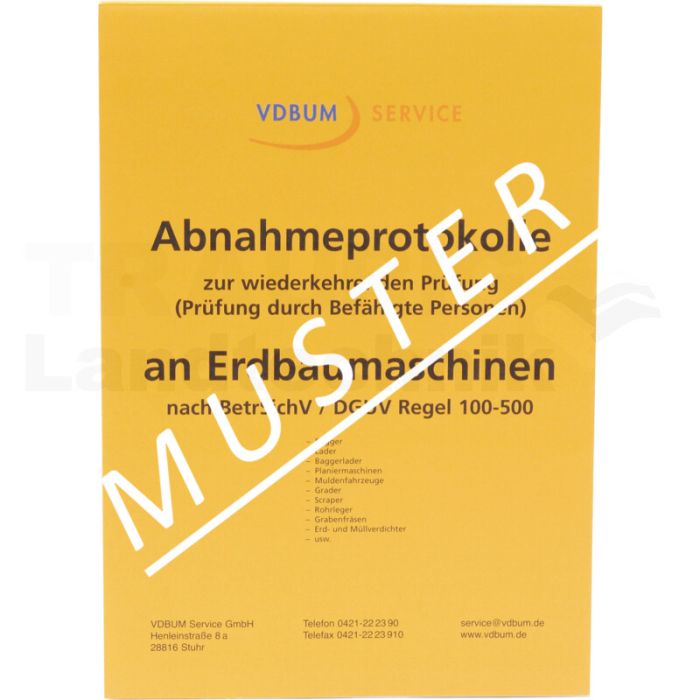 Prüfprotokoll Erdbaumaschinen UVV Prüfprotokoll Erdbaumaschinen UVV