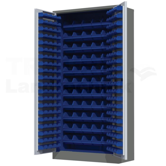 Schrank RAL 7005 mit 226 Kästen