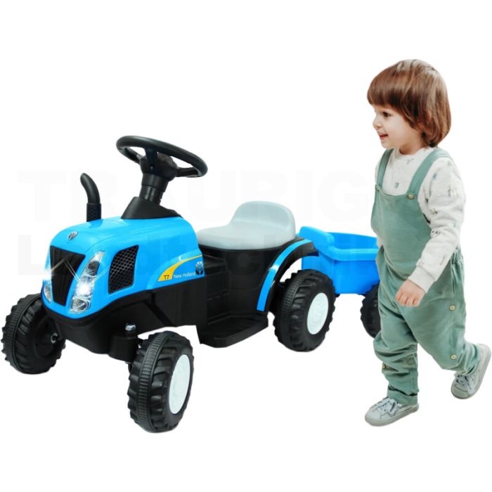 Ride-on Traktor New Holland mit Anhänger blau 6V Ride-on Traktor New Holland mit Anhänger blau 6V