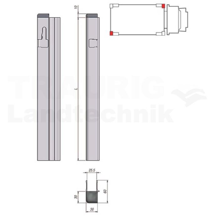 Profilecke T50, links, H = 600mm Profilecke T50, links, H = 600mm