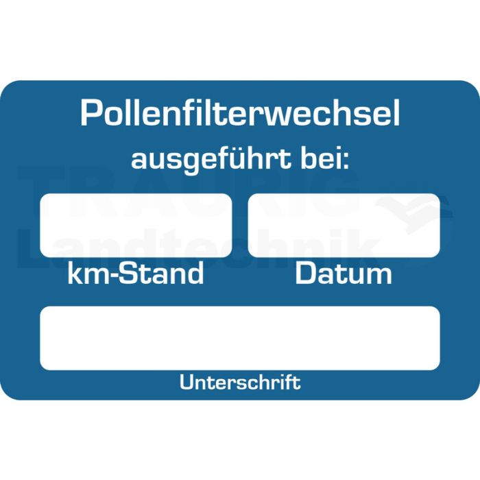 Aufkleber "Pollenfilterwechsel"