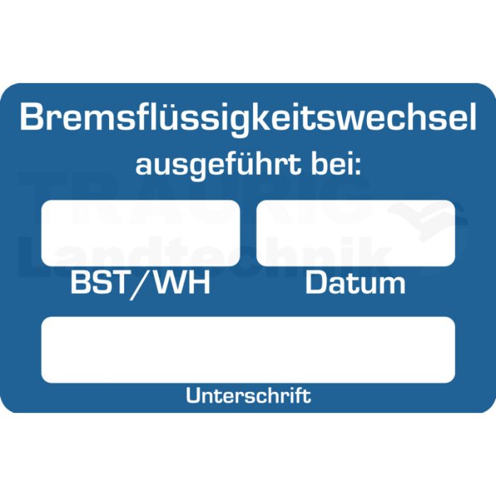 Aufkleber "Bremsflüssigkeitswechsel" BST