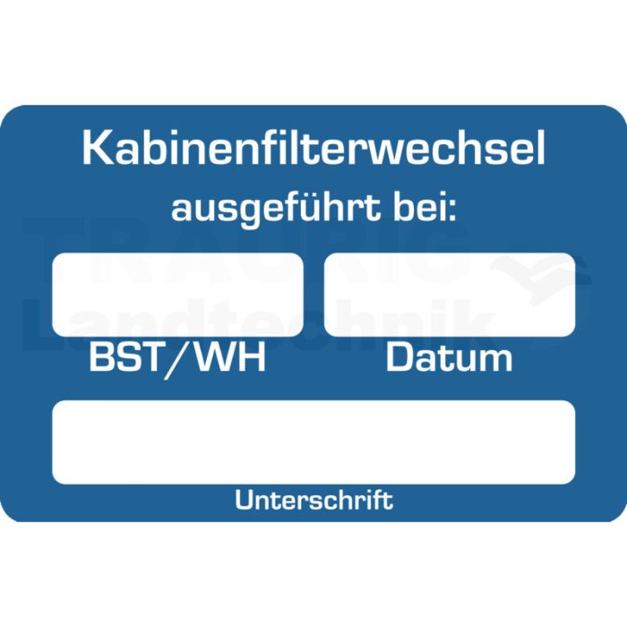 Aufkleber "Kabinenfilterwechsel" BST