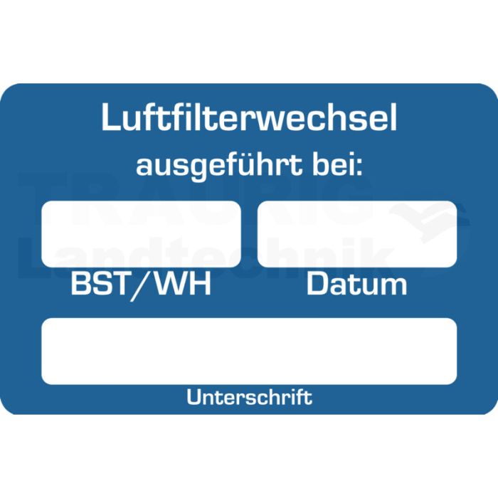 Aufkleber "Luftfilterwechsel" BST Aufkleber "Luftfilterwechsel" BST