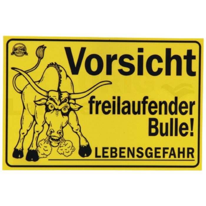 Verbotsschild "Freilaufender Bulle"