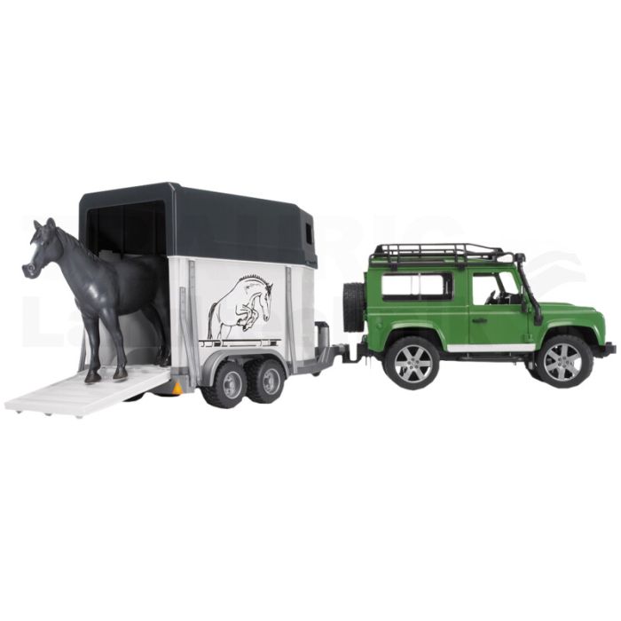 Wagon mit Pferdeanhänger und 1 Pferd