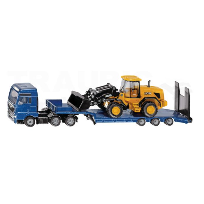 MAN LKW mit Tieflader und JCB Radlader
