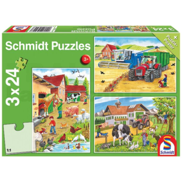 Puzzle, Auf dem Bauernhof, 3 x 24 Teile Puzzle, Auf dem Bauernhof, 3 x 24 Teile