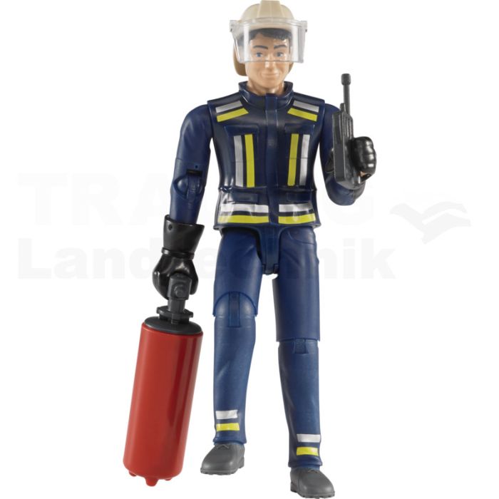 Feuerwehrmann mit Helm, Handschuhen und Feuerwehrmann mit Helm, Handschuhen und