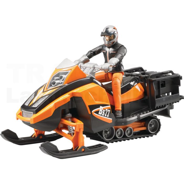 Snowmobil mit Fahrer und Ausstattung