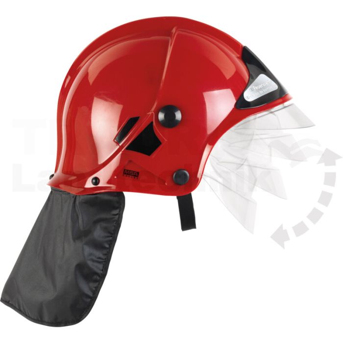 Feuerwehrhelm mit Visier, rot