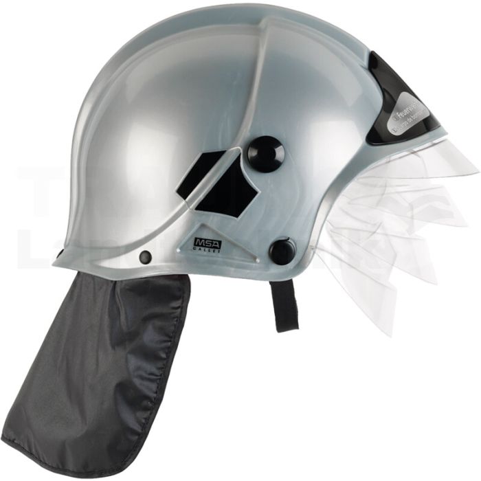 Feuerwehrhelm mit Visier, silber Feuerwehrhelm mit Visier, silber