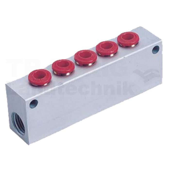 B-VT-5x6-2x1/4-AL Verteilerblock