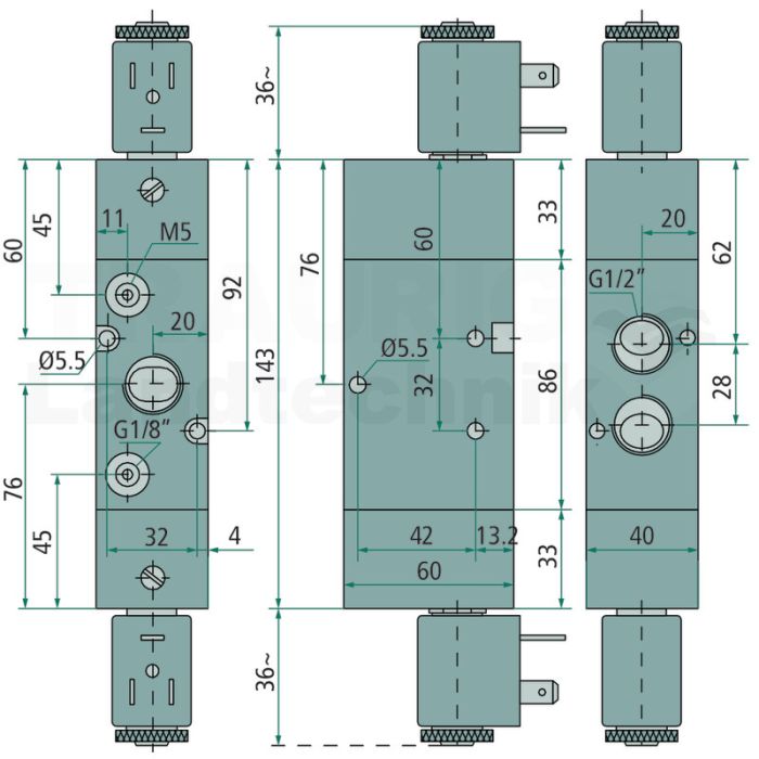 3/2 Magnetventil Impulsst. 24V-G1/2