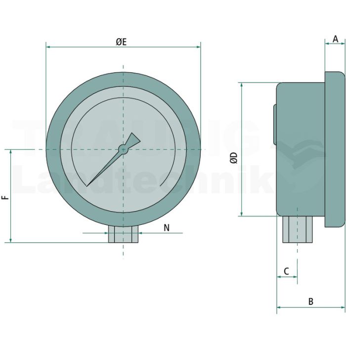 Manometer 100 mm; Skala 3000 bar