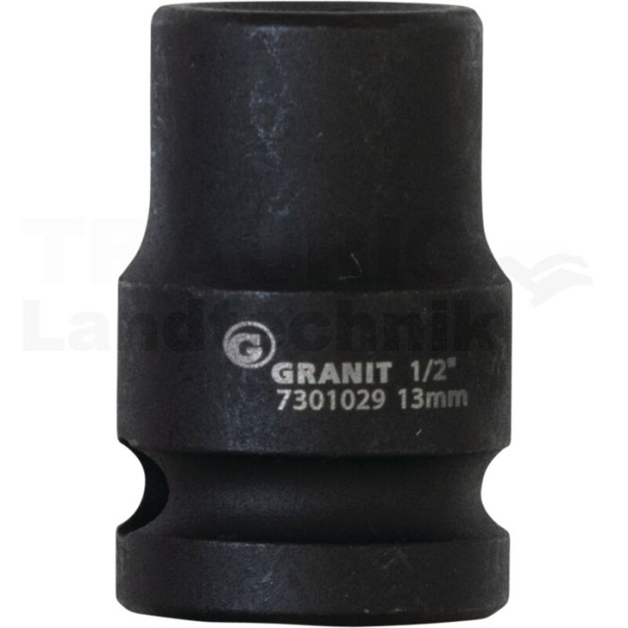 1/2" 6-Kant-Kraft-Stecknuss, kurz, 13mm