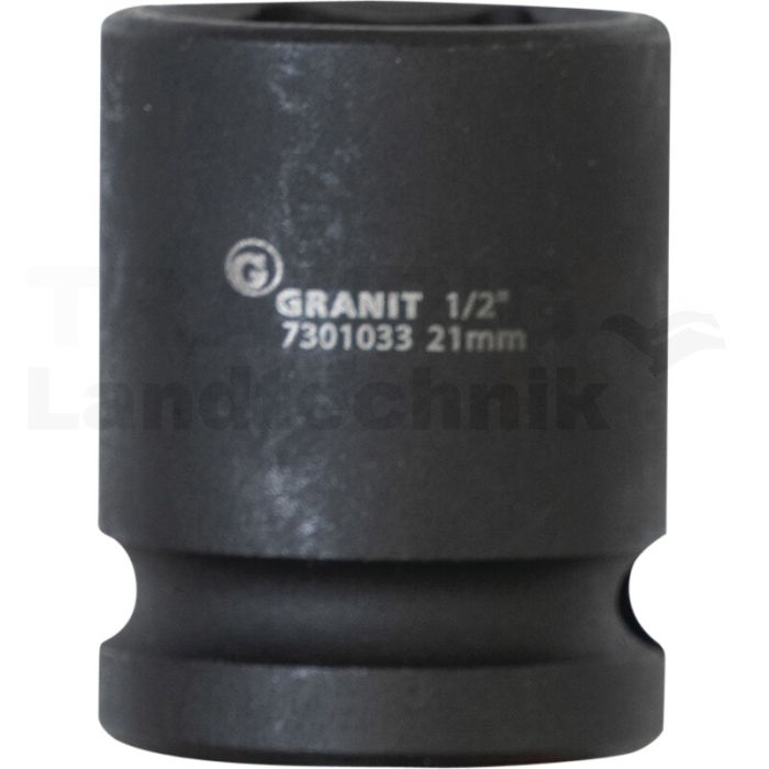 1/2" 6Kant-Kraft-Stecknuss, kurz, 21mm