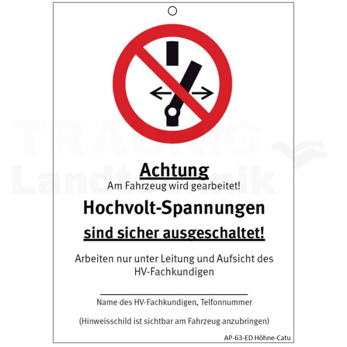 Wartungsanhänger Schalten verboten