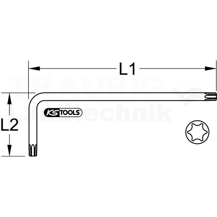 Kugelkopf-TX-Stern-Winkelstiftschlüssel, XL, T70,