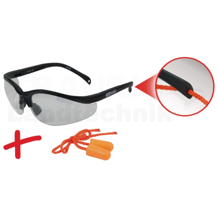 Schutzbrille-transparent, mit Ohrstöpsel