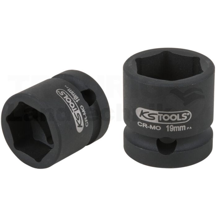 1/2" Sechskant-Kraft-Stecknuss, extra kurz, 19,0 m