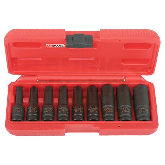 1/2" Kraft Stecknuss Satz, 9tlg E10-E24