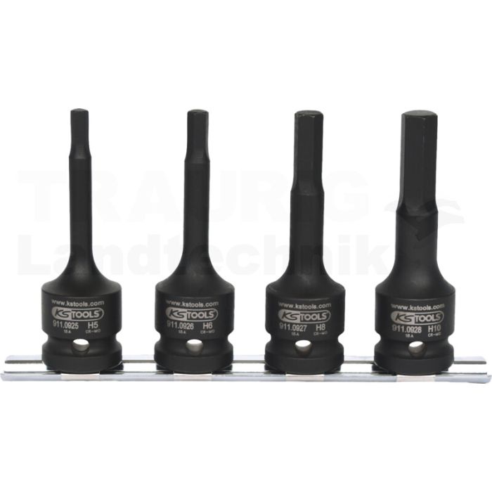 1/2" Kraft-Bit-Stecknuss-Satz, lang 4-t