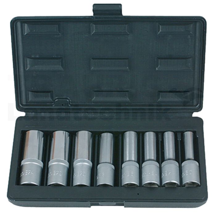 1/2" TX Stecknuss Satz lg, 8tlg E10-E24