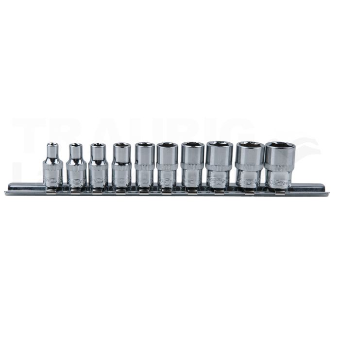 1/4" Chrome+6Kant-Stecknuss-Satz 10-tei