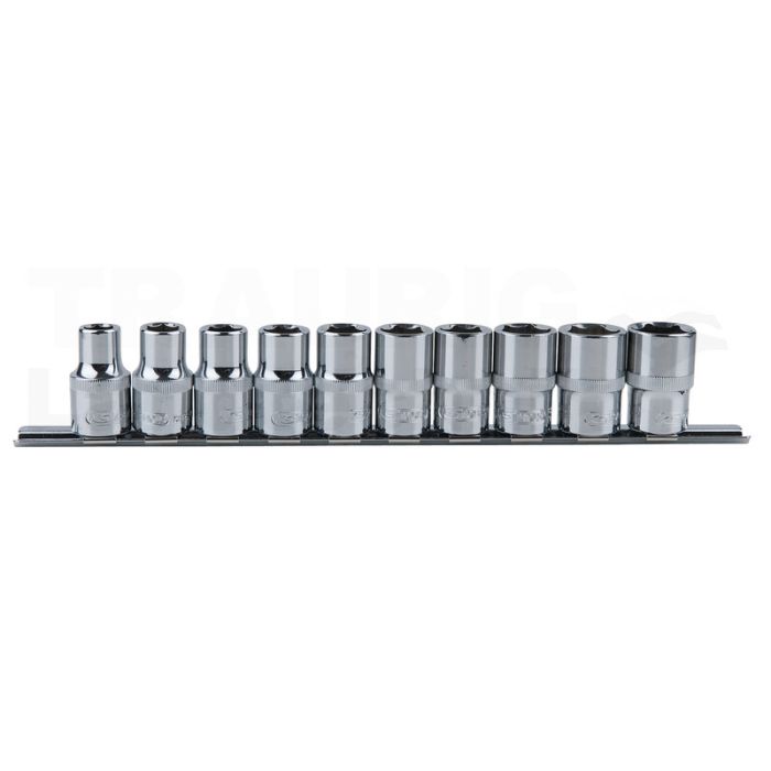 1/2" Chrome+6Kant-Stecknuss-Satz 10-tlg
