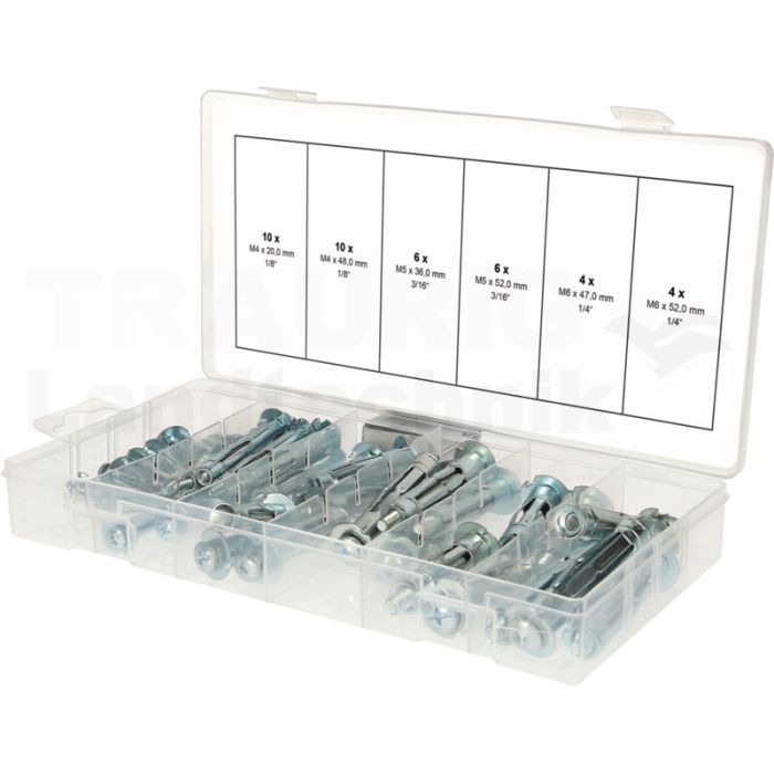 Spreiz und Ankerduebel, M4x20mm M6x52mm