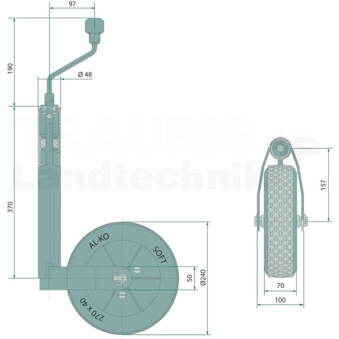 Stützrad m. Softgummirad 240x70 Stützrad m. Softgummirad 240x70