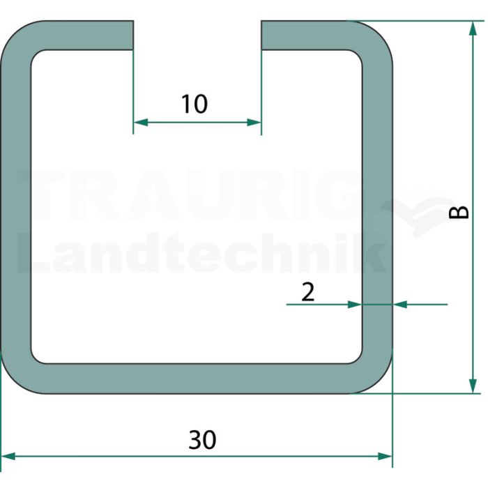 4 Kant-Schlitzrohr 40x30x2,0mm Alu blank