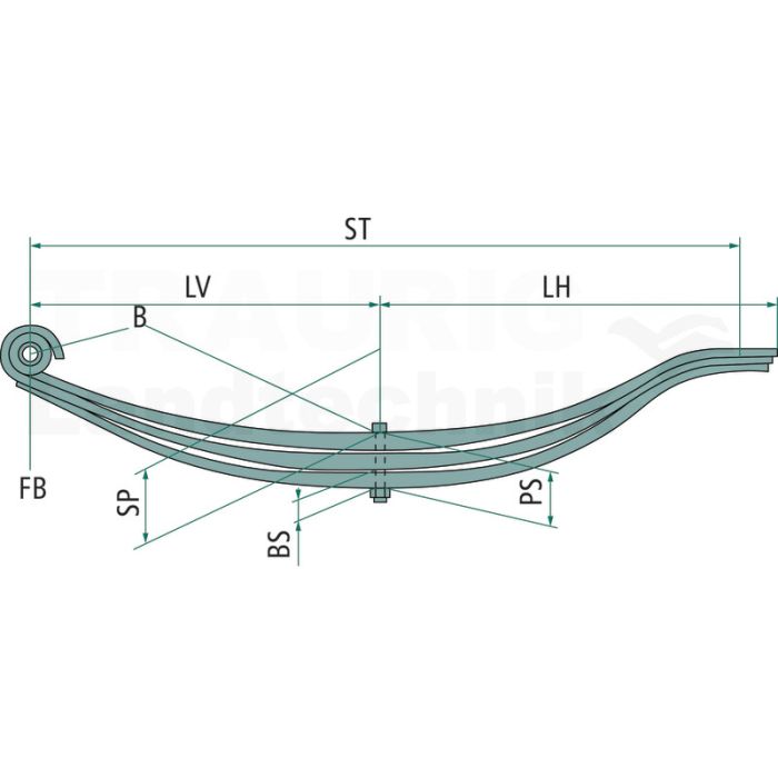 Parabelfeder GK 200/100/1310-P-W-H