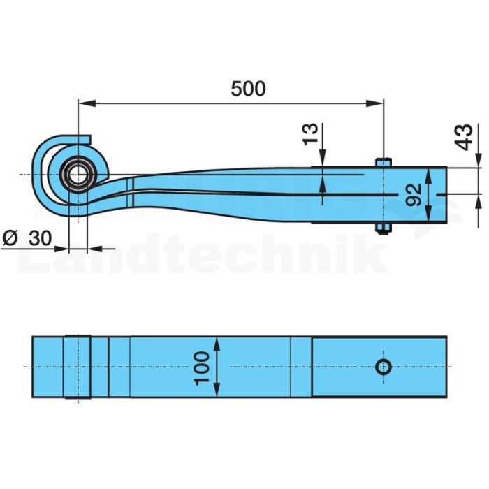 Blattfeder Ot-500/103, Sgs2X43 H= 92
