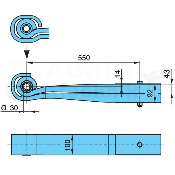 Blattfeder Ot-550/130, Sgs2X43 H= 92