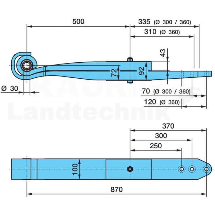 Blattfeder O-500/310+335 Sgs2X43 H= 92