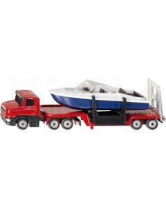 Tieflader mit Boot