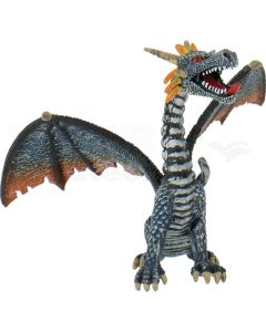 Drache sitzend blau/silber