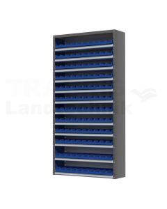 Schrank RAL 7005 mit 120 Kästen